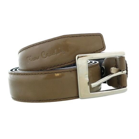 Pierre Cardin Shiny Taupe Classic Silver D-Ring Adjustable Belt- - Picture 1 of 4